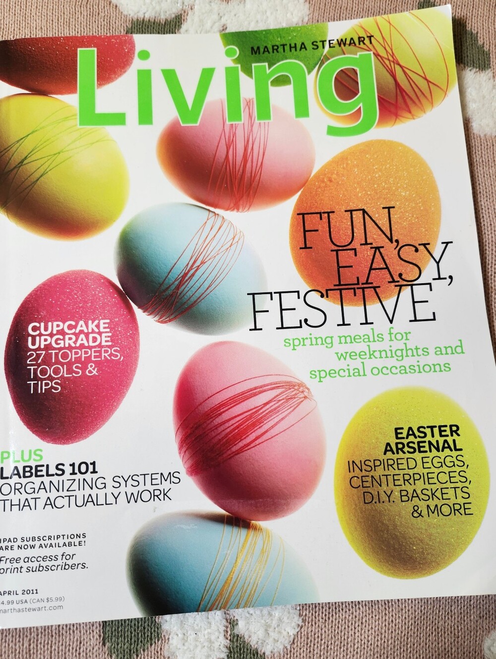 Martha Stewart Living Magazine 2011 April Spring Meals Easter Cupcake
